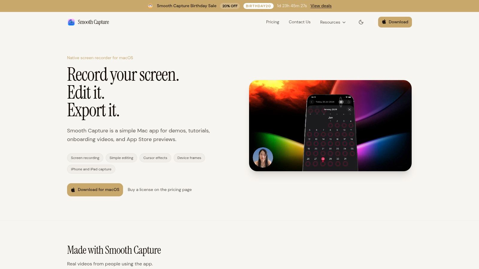 Screenshot from https://www.smoothcapture.app