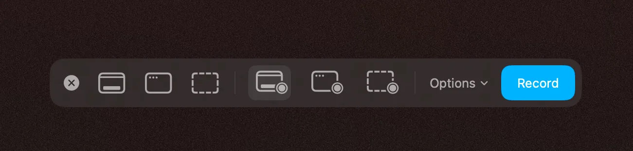 macOS Screenshot toolbar for screen recording