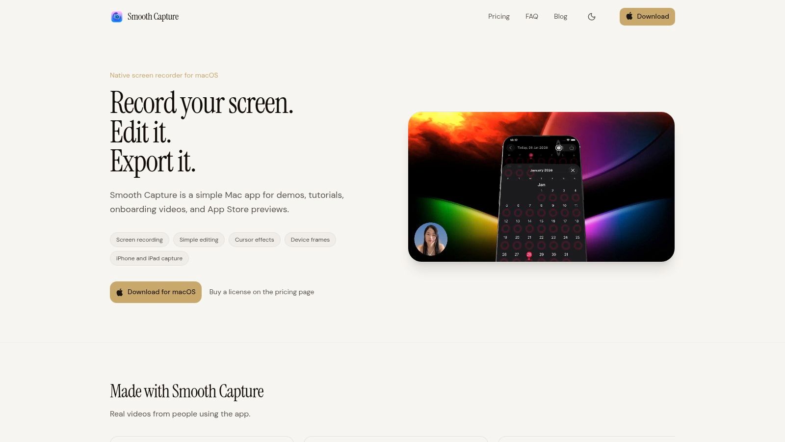 Screenshot from https://www.smoothcapture.app/