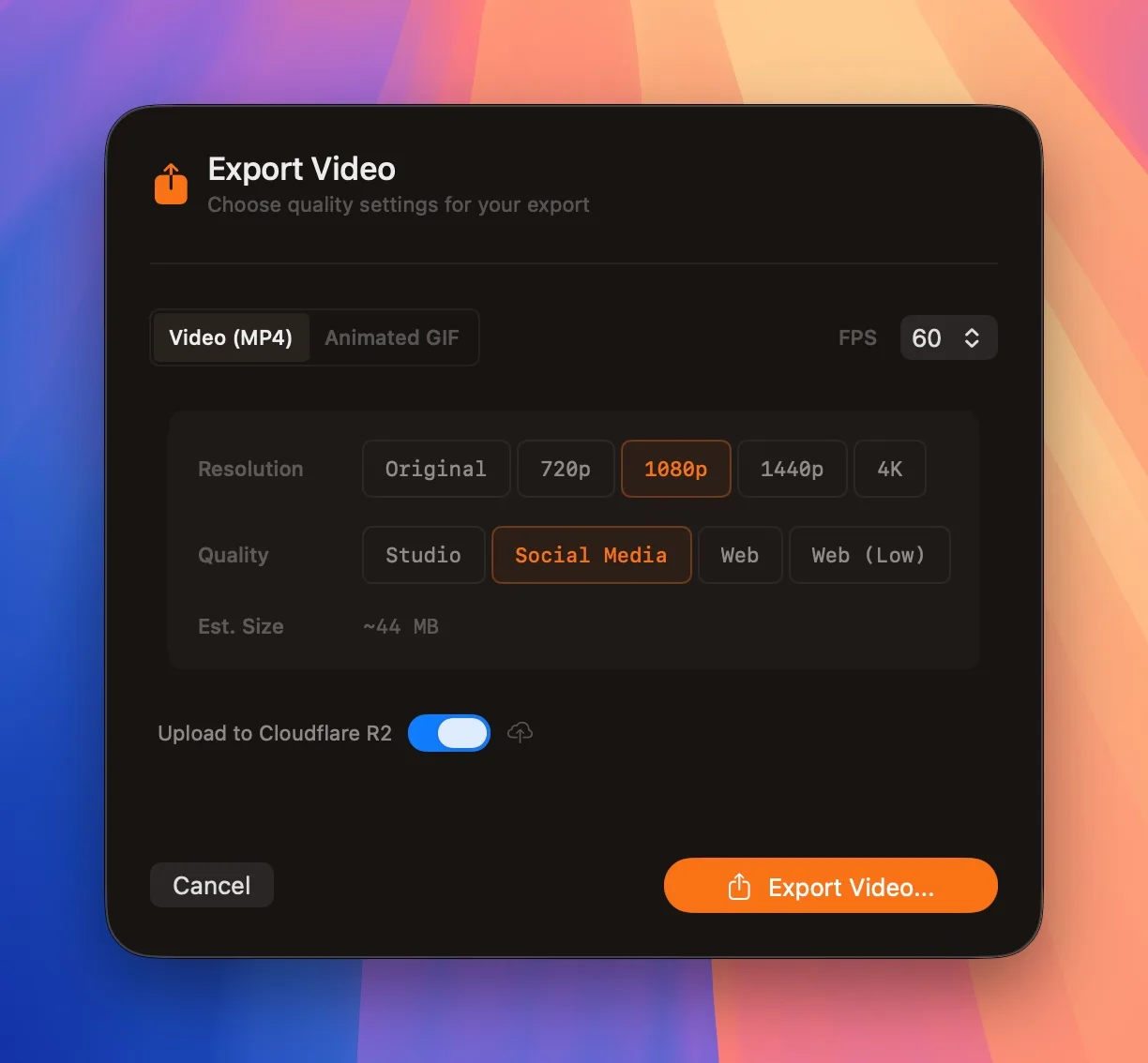 Export Settings